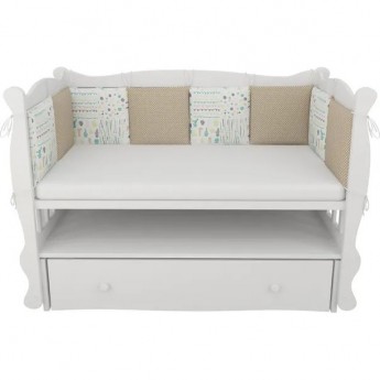 Бортик в кроватку 12 предметов AMAROBABY АБСТРАКЦИЯ, белый/коричневый, перкаль