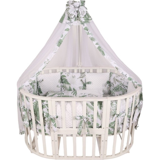 Бортик в кроватку 12 предметов AMAROBABY EXCLUSIVE SOFT COLLECTION ПАПОРОТНИКИ AMARO-3112-SCP