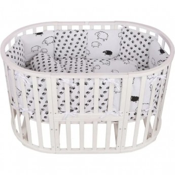 Бортик в кроватку AMAROBABY HOME ELITE 12 предметов (12 подушек-бортиков), белый/черный, поплин/бязь