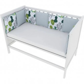 Бортик в кроватку AMAROBABY КАКТУСЫ 12 предметов (12 подушек-бортиков), белый