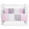 Бортик в кроватку AMAROBABY МЕЧТА 12 предметов (12 подушек-бортиков), серый/розовый, поплин/бязь BOPT MECHTA