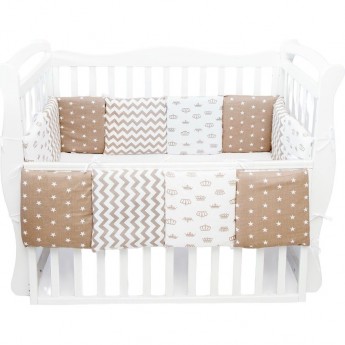 Бортик в кроватку AMAROBABY ROYAL BABY 12 предметов (12 подушек-бортиков), бязь, коричневый