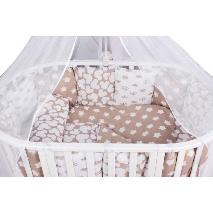 Бортик в кроватку AMAROBABY SOFT, 12 предметов (12 подушек-бортиков), коричневый, бязь BOPT SOFT