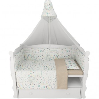 Бортик в кроватку на молнии (4 подушки-бортика) AMAROBABY Абстракция, белый/мультиколор (перкаль)