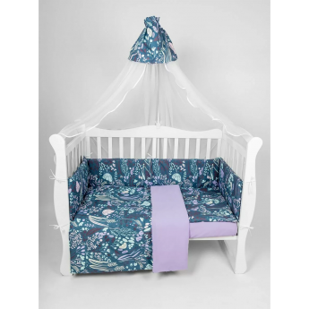 Бортик в кроватку на молнии (4 подушки-бортика) AMAROBABY FLOWER DREAMS, фиолетовый