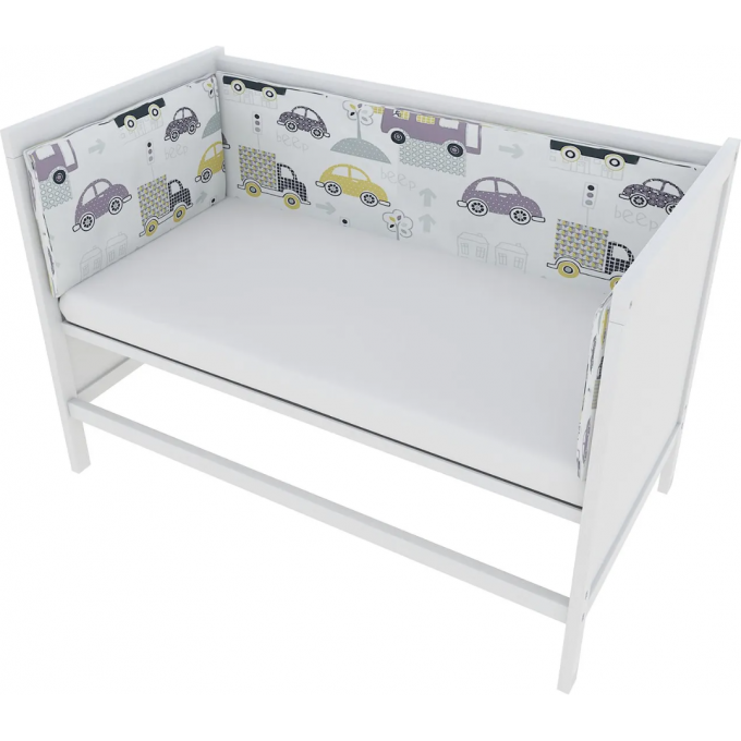 Бортик в кроватку на молнии (4 подушки-бортика) AMAROBABY ГОРОД, бязь AMARO-3104-Gd