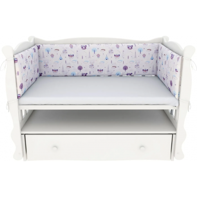 Бортик в кроватку на молнии (4 подушки-бортика) AMAROBABY ИНДЕЙЦЫ, бязь AMARO-3104-In