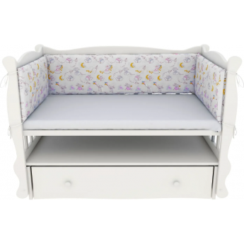 Бортик в кроватку на молнии (4 подушки-бортика) AMAROBABY МЫШАТА В ОБЛАКАХ, поплин
