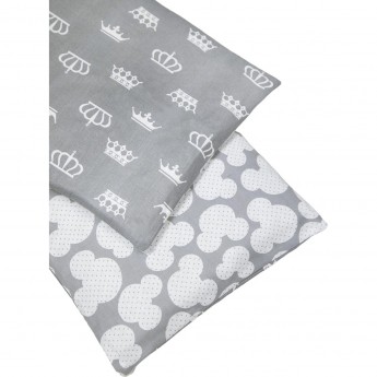 Двухсторонний бортик в кроватку 4 предмета (бортики на молнии) AMAROBABY МЫШОНОК, серый