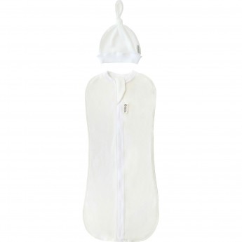 Фигурная пеленка-кокон на молнии с шапочкой AMAROBABY CURLY, молочный, размер 68-74