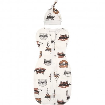 Фигурная пеленка-кокон на молнии с шапочкой AMAROBABY CURLY СУПЕРГЕРОИ, размер 56/68