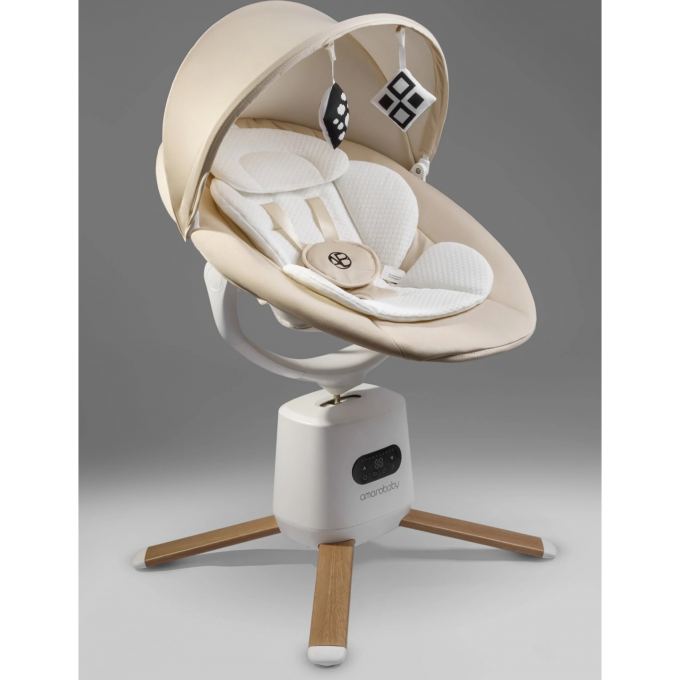 Качели электронные детские AMAROBABY JOLLY SWING молочный, белый вкладыш AB25-22JOLLY/3300