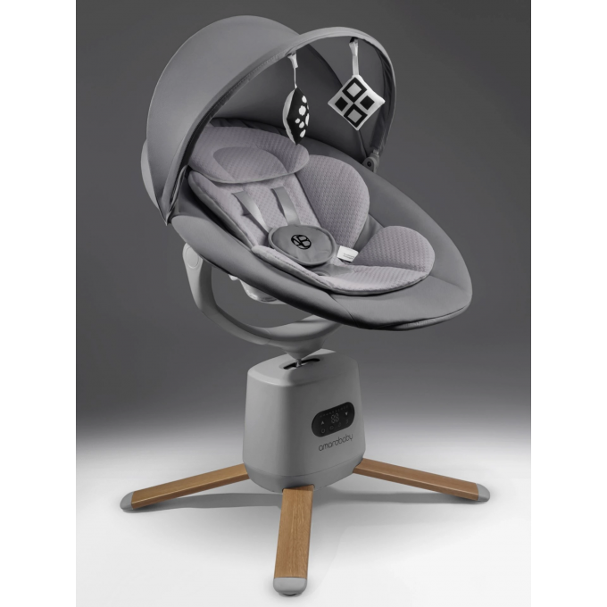 Качели электронные детские AMAROBABY JOLLY SWING серый, светло-серый вкладыш AB25-22JOLLY/1156