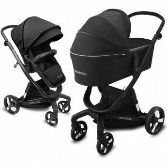 Коляска детская из экокожи 2 в 1 AMAROBABY TUTUM, черная