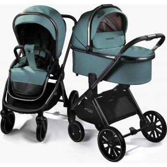 Коляска детская из экокожи 2в1 AMAROBABY MOTUS PREMIUM ECCO лагуна