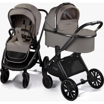 Коляска детская из экокожи 2в1 AMAROBABY MOTUS PREMIUM ECCO мокко