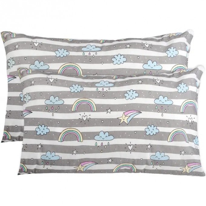 Комплект наволочек AMAROBABY 40х60 бязь (Радуга, серый)-2 шт. AB215002-2bR/11