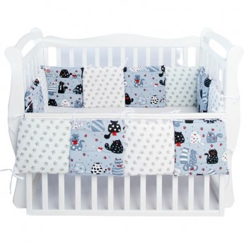 Комплект наволочек на бортики в кроватку AMAROBABY КОТИКИ, 12 предметов/12 наволочек, серый, 30х30