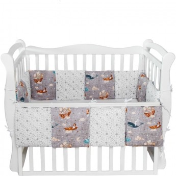 Комплект наволочек на бортики в кроватку AMAROBABY ПУТЕШЕСТВЕННИКИ, 12 предметов/12 наволочек, серый, 30х30 см