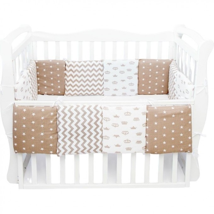 Комплект наволочек на бортики в кроватку AMAROBABY ROYAL BABY, 12 предметов/12 наволочек, коричневый, 30х30 см AB215004NBRB/12