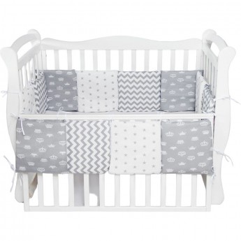 Комплект наволочек на бортики в кроватку AMAROBABY ROYAL BABY, 12 предметов/12 наволочек, серый, 30х30см