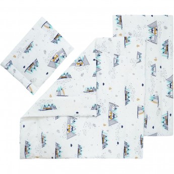 Комплект в коляску AMAROBABY MOMMY STAR ГОРЫ, белый/мята, перкаль