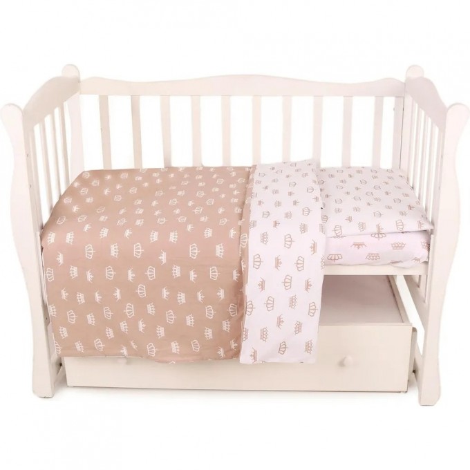Комплект в кроватку 3 предмета AMAROBABY BABY BOOM КОРОНЫ коричневый, бязь KPB-3 KOPOH KOPICHHEBYII