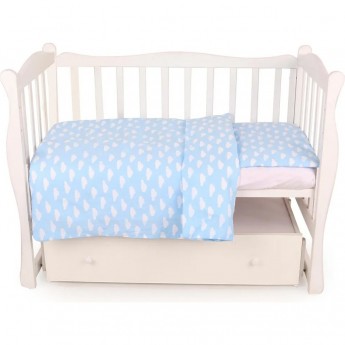 Комплект в кроватку 3 предмета AMAROBABY BABY BOOM ОБЛАКА голубой, бязь