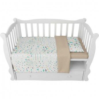 Комплект в кроватку AMAROBABY BABY BOOM, АБСТРАКЦИЯ, 3 предмета, белый/коричневый, перкаль