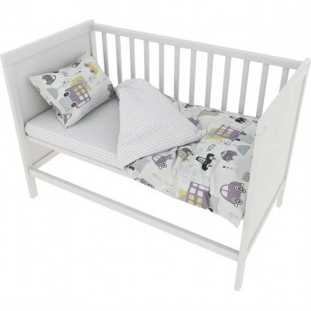 Комплект в кроватку AMAROBABY BABY BOOM, ГОРОД, белый, 3 предмета