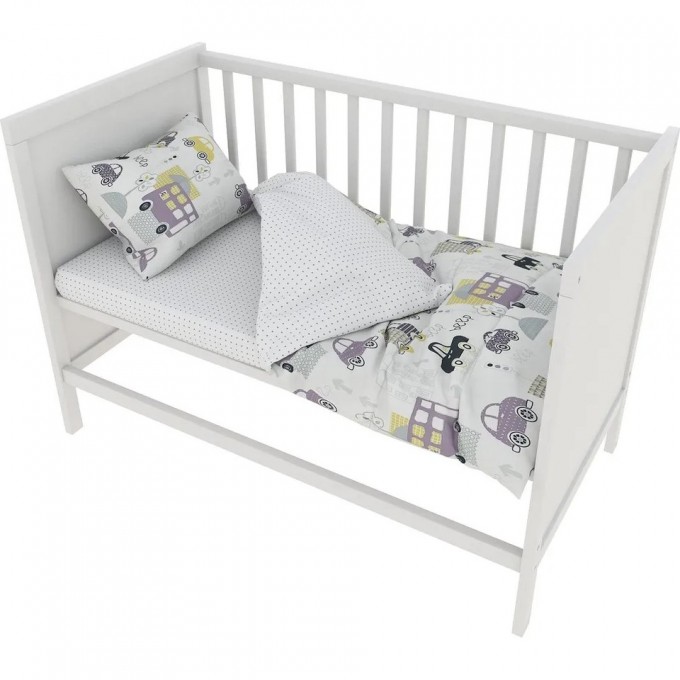 Комплект в кроватку AMAROBABY BABY BOOM, ГОРОД, белый, 3 предмета KPB-3-GOROD