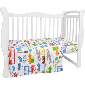 Комплект в кроватку AMAROBABY BABY BOOM, ГОРОДСКОЙ ТРАНСПОРТ, 3 предмета, поплин