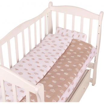 Комплект в кроватку AMAROBABY BABY BOOM КОРОНЫ, 3 предмета, коричневый, бязь