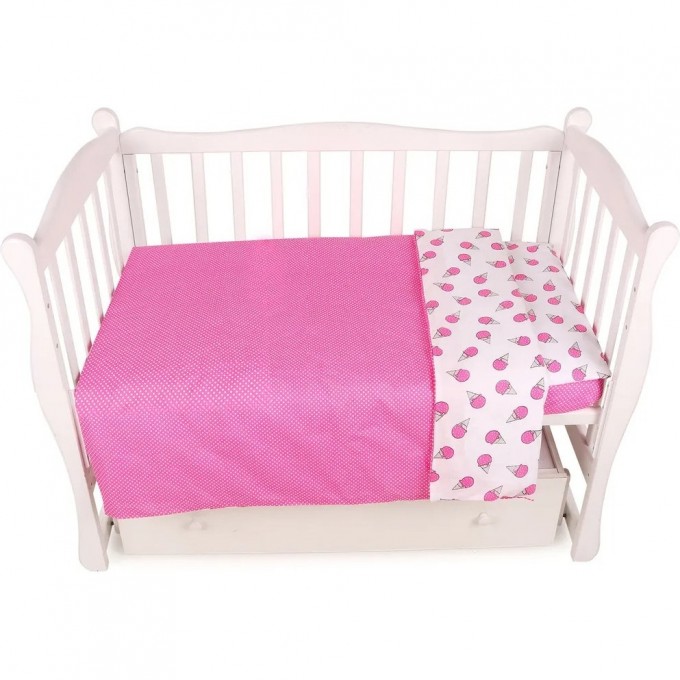 Комплект в кроватку AMAROBABY BABY BOOM, МОРОЖЕНКИ, 3 предмета, розовый, бязь KPB-3 MOROJENKI