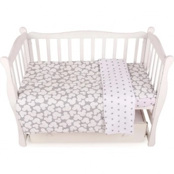 Комплект в кроватку AMAROBABY BABY BOOM, МЫШОНОК, 3 предмета, серый, бязь