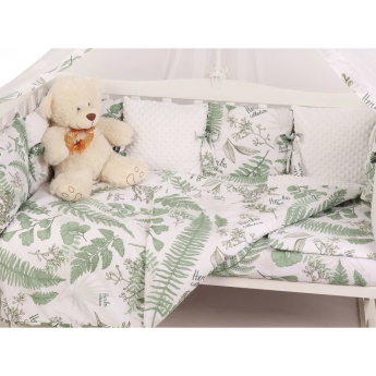 Комплект в кроватку AMAROBABY EXCLUSIVE SOFT COLLECTION ПАПОРОТНИКИ, 15 предметов