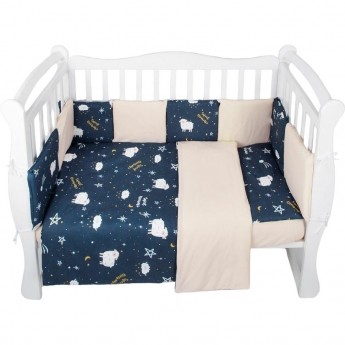 Комплект в кроватку AMAROBABY GALAXY 15 предметов (3+12 подушек-бортиков), синий