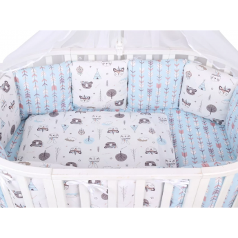 Комплект в кроватку AMAROBABY ИНДЕЙЦЫ, 15 предметов (3+12 подушек-бортиков), бязь