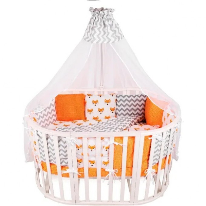 Комплект в кроватку AMAROBABY LUCKY, 19 предметов, поплин/бязь, оранжевый LUCKYORANJEVYII