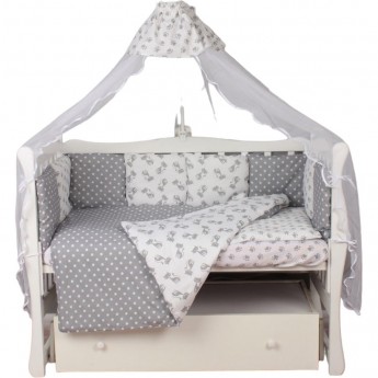 Комплект в кроватку AMAROBABY МИМИМИ, 18 предметов, серый