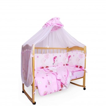 Комплект в кроватку AMAROBABY МИШКИН СОН, 7 предметов, поплин, розовый