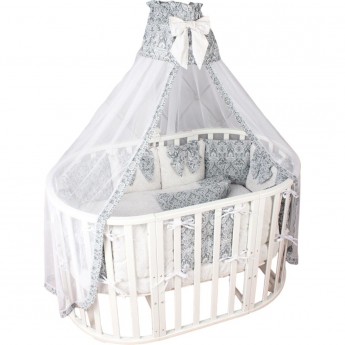 Комплект в кроватку AMAROBABY PREMIUM, ЭЛИТ, 18 предметов (6+12 бортиков), бязь, серый