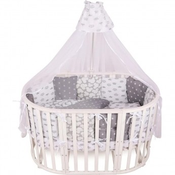 Комплект в кроватку AMAROBABY SILVER, 15 предметов (3+12 подушек-бортиков), серый