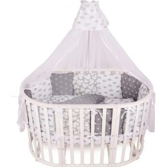 Комплект в кроватку AMAROBABY SILVER, 18 предметов (6+12 подушек-бортиков), бязь, серый