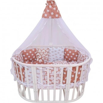 Комплект в кроватку AMAROBABY SOFT, 19 предметов, бязь, коричневый