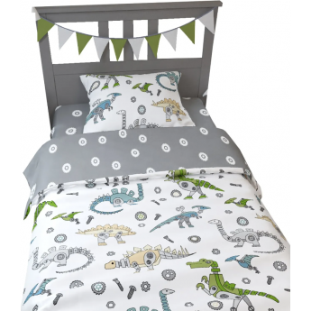 Комплект в кроватку AMAROBABY TIME TO SLEEP ДИНО, 3 предмета, 1.5 спальный, белый