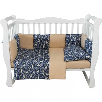 Комплект в кроватку AMAROBABY ЗАЙЧИКИ, 15 предметов (3+12 подушек-бортиков), бязь, синий