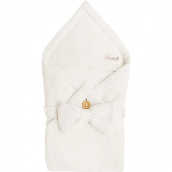 Конверт AMAROBABY PURE LOVE BATIC вязаный утепленный на выписку, молочный, 85см.