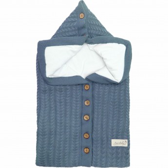 Конверт AMAROBABY PURE LOVE SNAP вязаный утепленный на выписку, синий, 75 см.