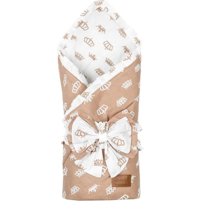Конверт-одеяло на выписку AMAROBABY HAPPY, КОРОНЫ, коричневый, поплин/бязь AMARO-6003-KK